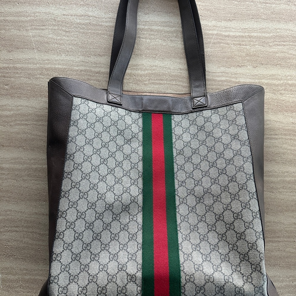 Gucci Beige and Brown Tote with Iconic Stripes - Picture 6 of 14